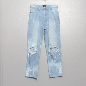 BDG slim straight bleached distressed light wash jeans